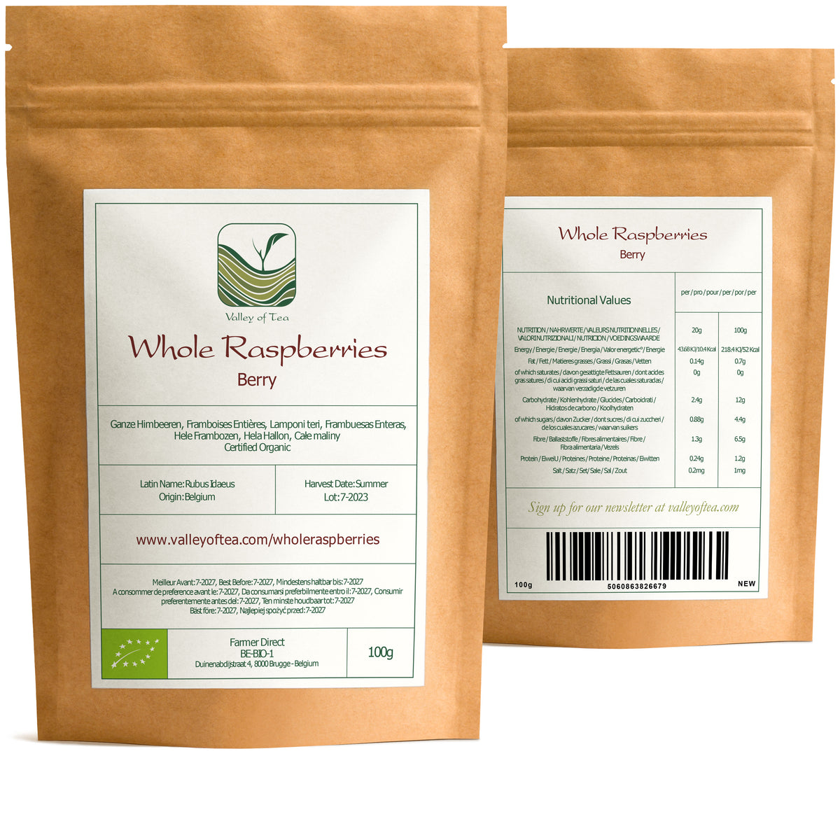Whole Raspberries 100g